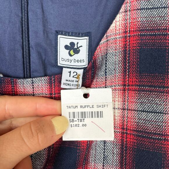 Busy Bees NWT Tatum Plaid Ruffle Sleeveless Pleated A-line Jumper Shift Dress - Picture 5 of 6